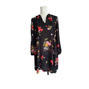 Old Navy Women's Floral Long Sleeve Dress Black/Multicolor Size Small A line